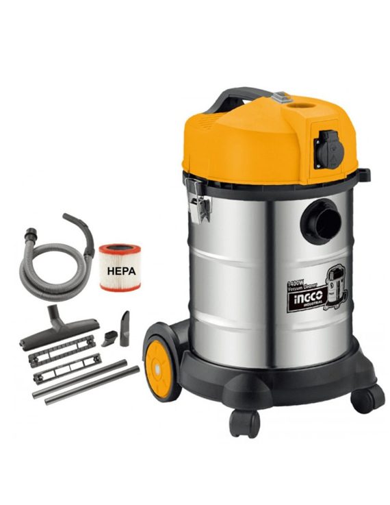 Aspirator 30L Industrial 1400W, uscat si umed, INGCO VC14301