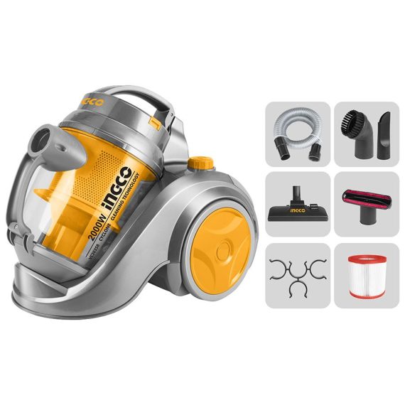 Aspirator fara sac, Turbo-Cyclonic, 2000 wati, 2,5 l, Filtru HEPA, INGCO, VC20258
