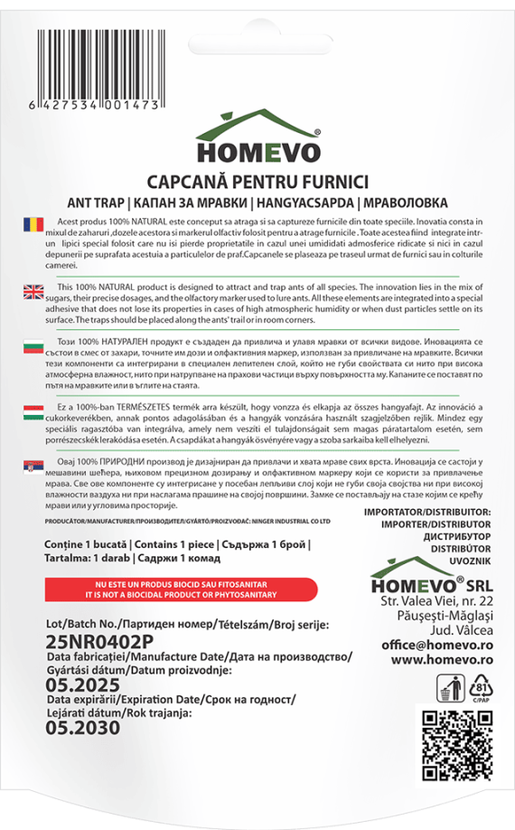 Capcana Furnici HOMEVO - 100% natural